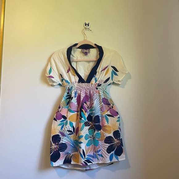 Anthropologie Yumi Kim Silk Kimono Spring Floral Mini Dress S - Picture 2 of 6